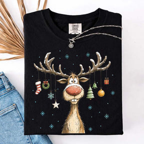 Retro Merry Christmas Retro Reindeer T-Shirt