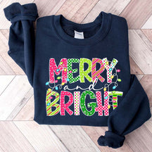 Merry and Bright Cute Family Christmas Sweatshirt
