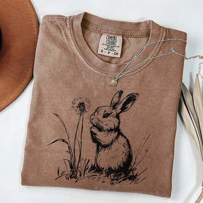 Botanical Bunny Line Art T-Shirt
