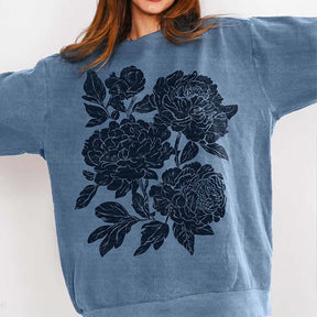 Vintage Linocut Flower Sweatshirt