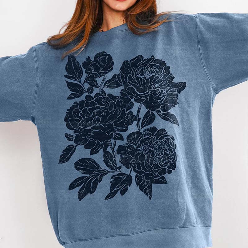 Vintage Linocut Flower Sweatshirt