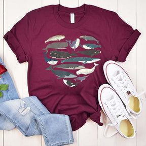 Whale Heart Graphic Ocean Lover T-Shirt