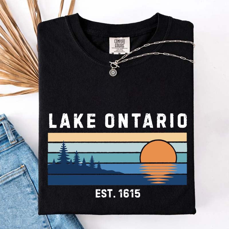 Lake Ontario Great Lakes Sunset Graphic T-Shirt