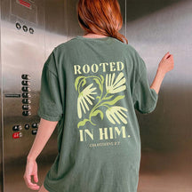 Rooted in Him Retro Floral Faith T-Shirt