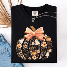Vintage Floral Pumpkin Cute Halloween T-Shirt