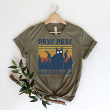 Pew Pew Madafakas Funny Cat T-Shirt