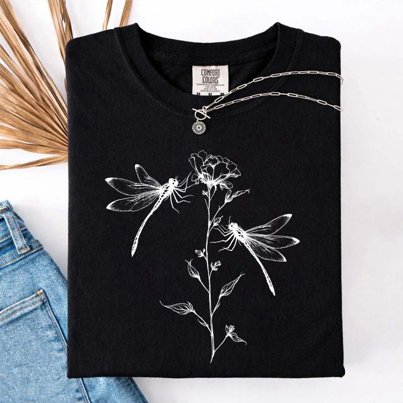 Comfort Color Womens Dragonfly Floral T-Shirt