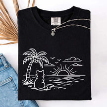 Cat Watching Sunset T-Shirt