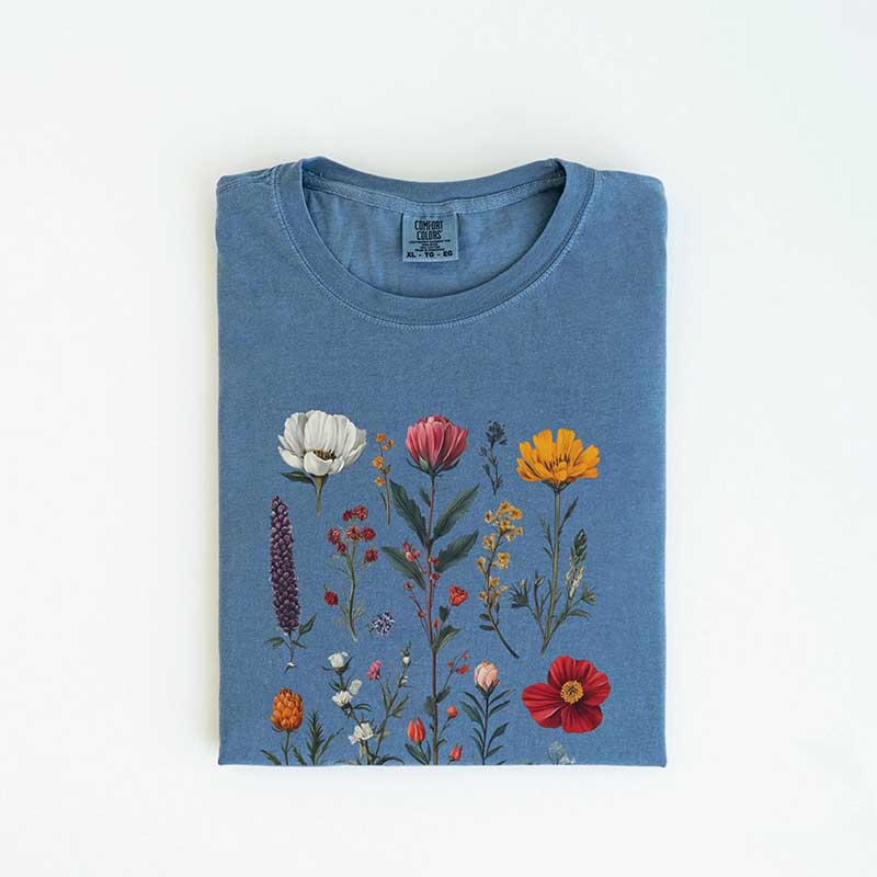 Boho Wildflowers Whimsigoth Cottagecore Floral  T-Shirt