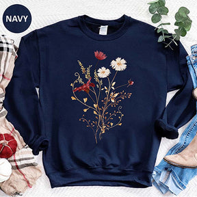 Autumn Fall Watercolor Wildflower Sweatshirt