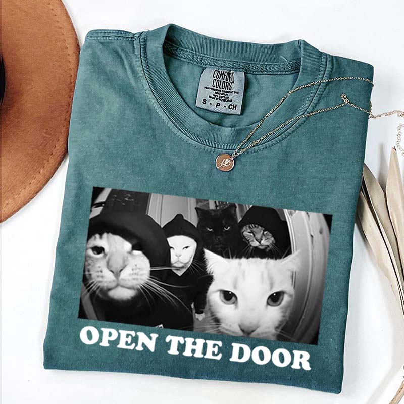 Funny Cat Gang Open The Door T-Shirt