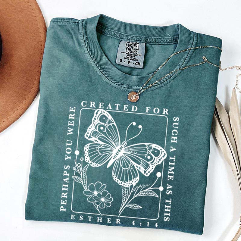 Bible Verse Esther 4:14 Butterfly Floral T-Shirt
