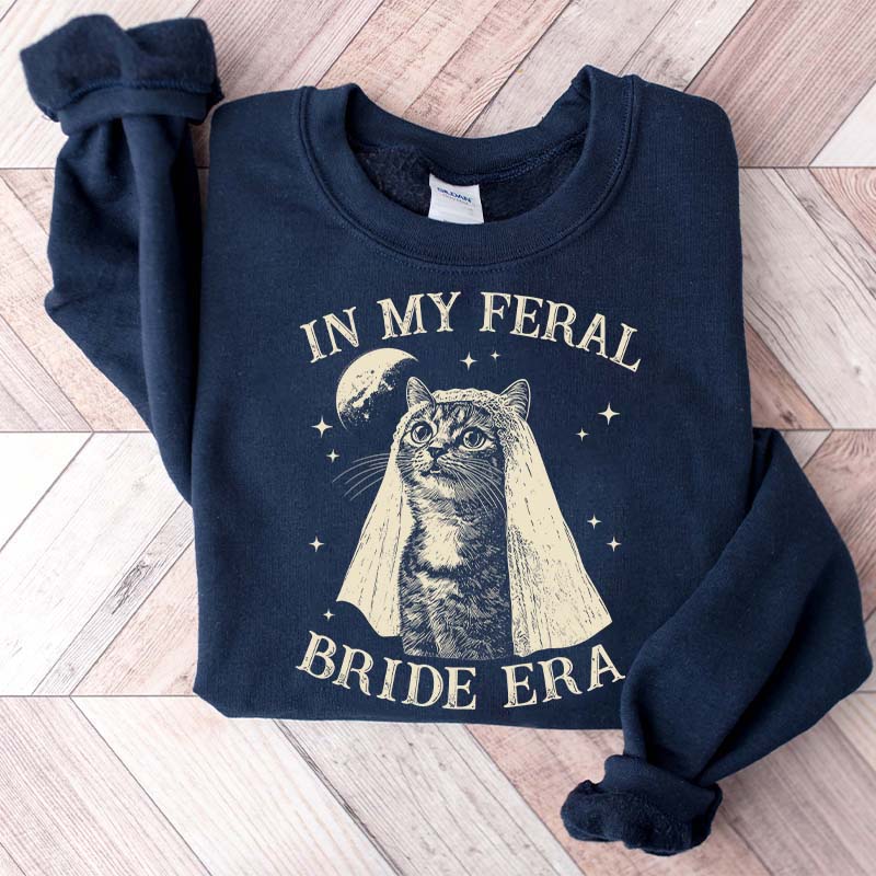 Retro Comfort Bride Wedding Cat Lover Sweatshirt