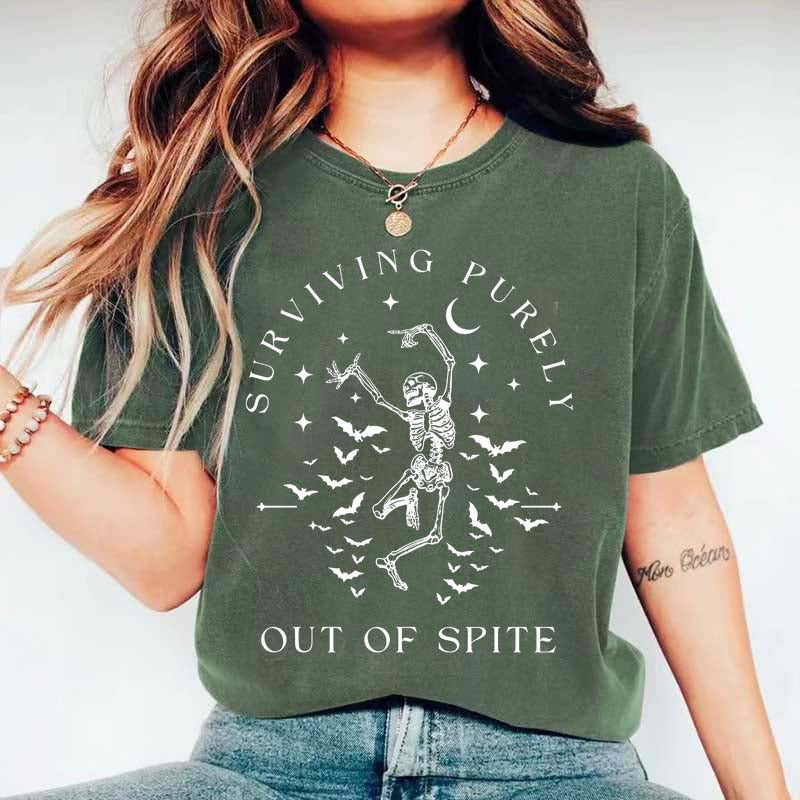 Surviving Purely Out Of Spite Skeleton Bat T-Shirt