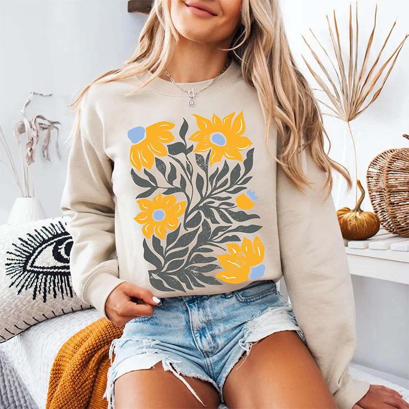 Floral Graphic Boho Sunflower Sweatshirt