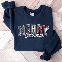 Tartan Plaid Pattern Merry Christmas Sweatshirt