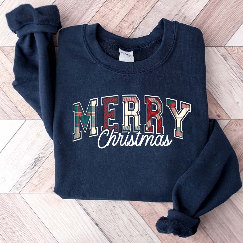 Tartan Plaid Pattern Merry Christmas Sweatshirt