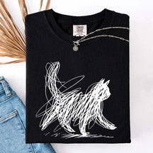 Abstract Cat Line T-Shirt