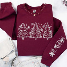 Snow Trees With Sleeve Sweatshirt
