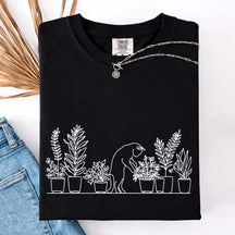 Cats and Plants Line T-Shirt