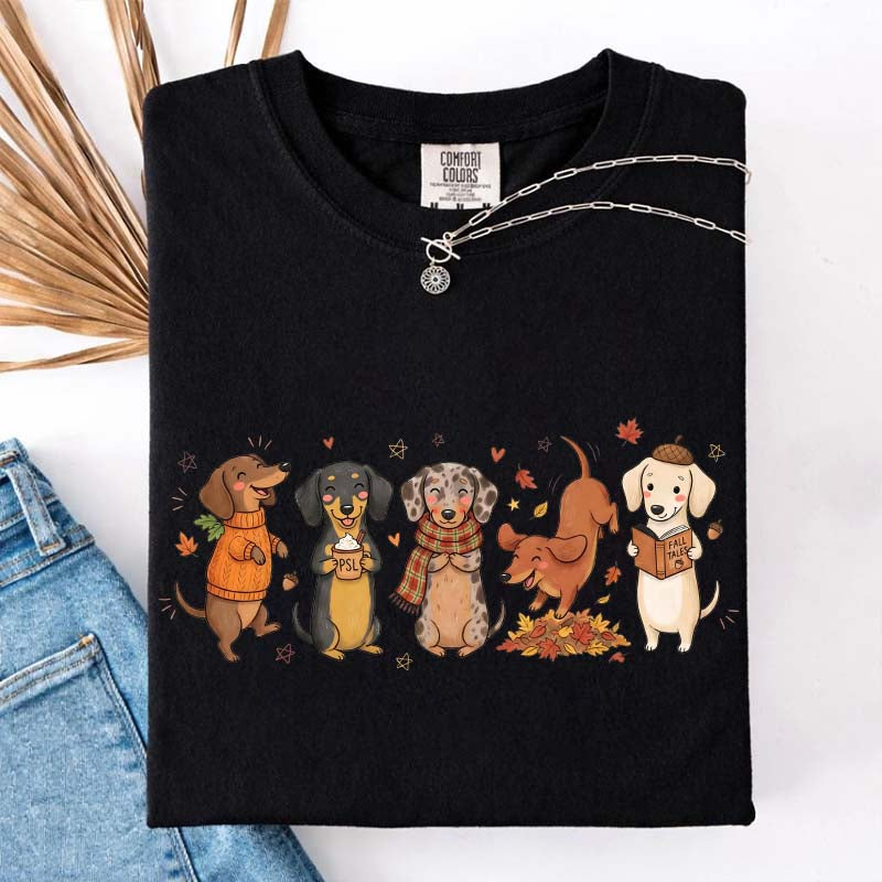 Dachshund Fall Cozy Season Pumpkin T-Shirt