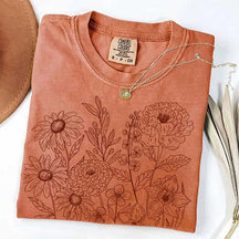 Boho Vintage Pressed Flowers Botanical T-Shirt