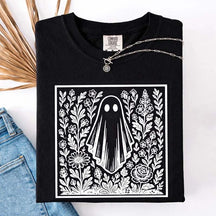 Vintage Wildflowers Graphic With Ghost T-Shirt