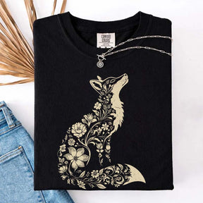 Retro Floral Fox Woodland Animal T-Shirt