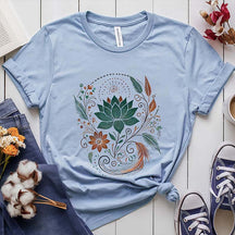 Bohemian Lotus Flower Nature Inspired T-Shirt