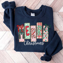 Coquette Merry Christmas Preppy Bow Retro Sweatshirt