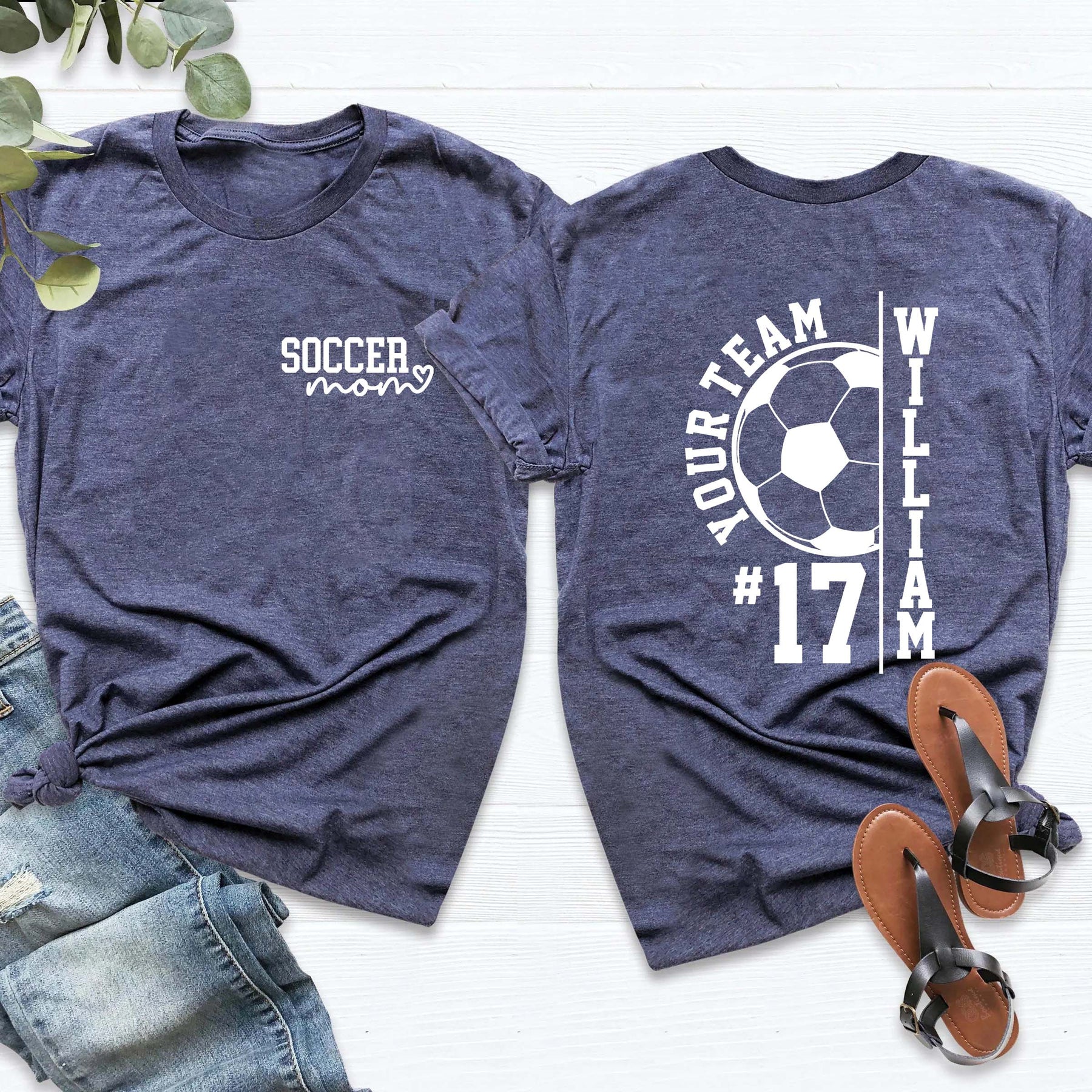 Custom Soccer Team Mom Kids Name & Number T-Shirt