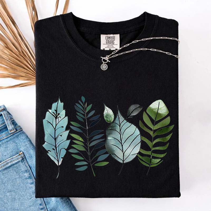 Teal and Green Leaves T-Shirt