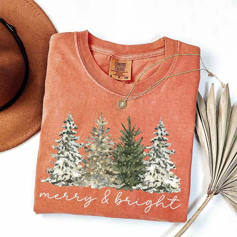 Cute Merry & Bright Christmas Tree T-Shirt