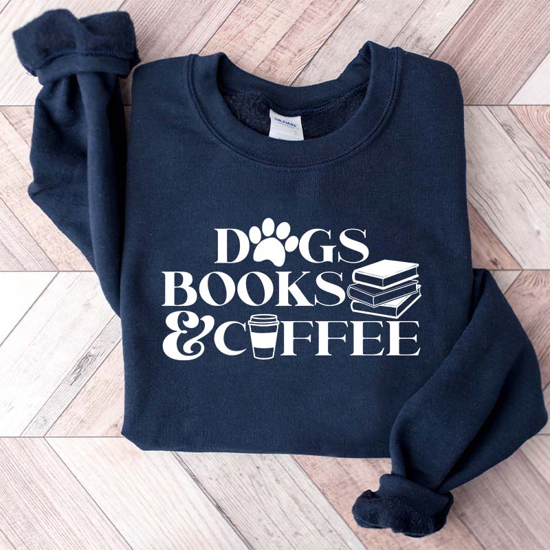 Funny Dogs Books Coffee Sweatshirt