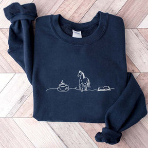 Cute Horse Coffee Book Sweatshirt