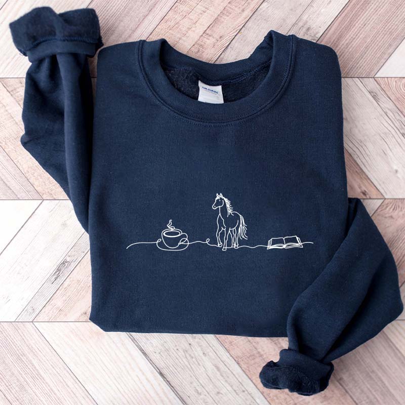Cute Horse Coffee Book Sweatshirt