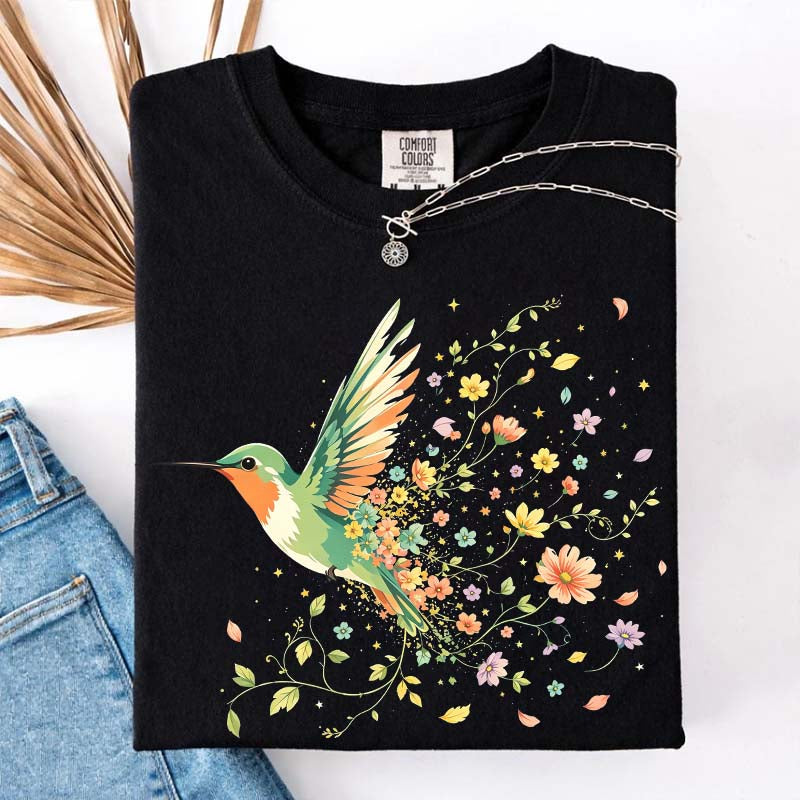 Hummingbird Wildflower Botanical Nature T-Shirt
