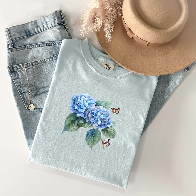 Blue Hydrangea Flower T-Shirt