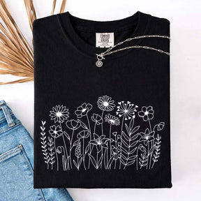 Wild Flower Minimalist Floral T-Shirt