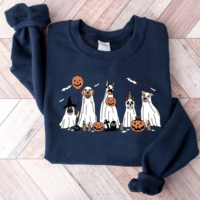 Retro Spooky Season Dog Ghost Sweatshirt