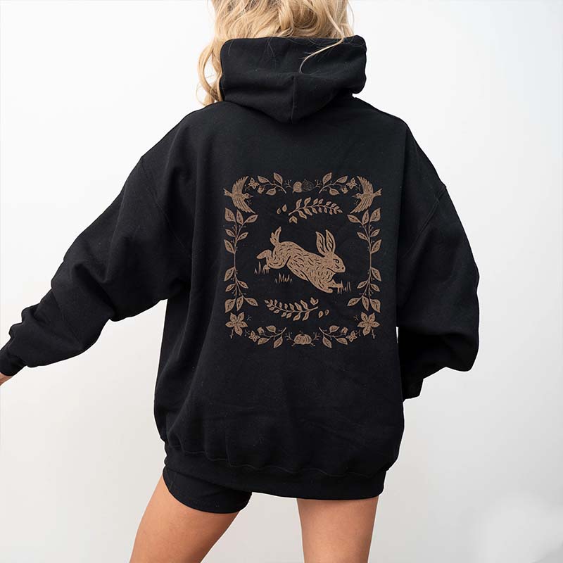 Cute Cottagecore Rabbit Floral Hoodie