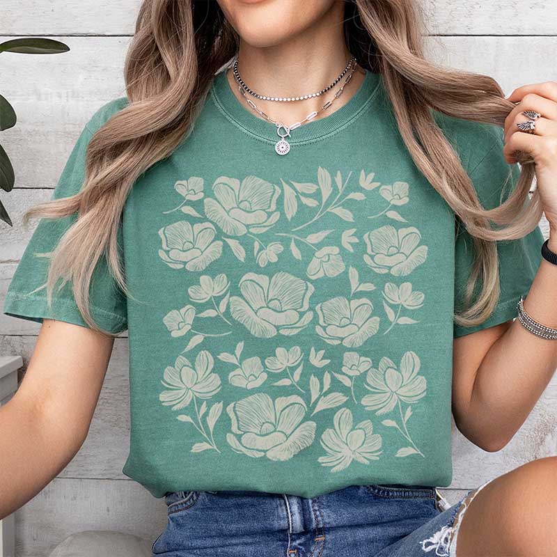 Vintage Flower Graphic Boho Summer T-Shirt