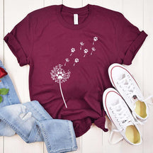 Cute Dandelion Dog Paw Simple T-Shirt