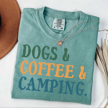Dogs Coffee Camping Life T-Shirt