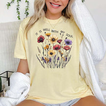 It is Well Within My Soul Floral Religious T-Shirt