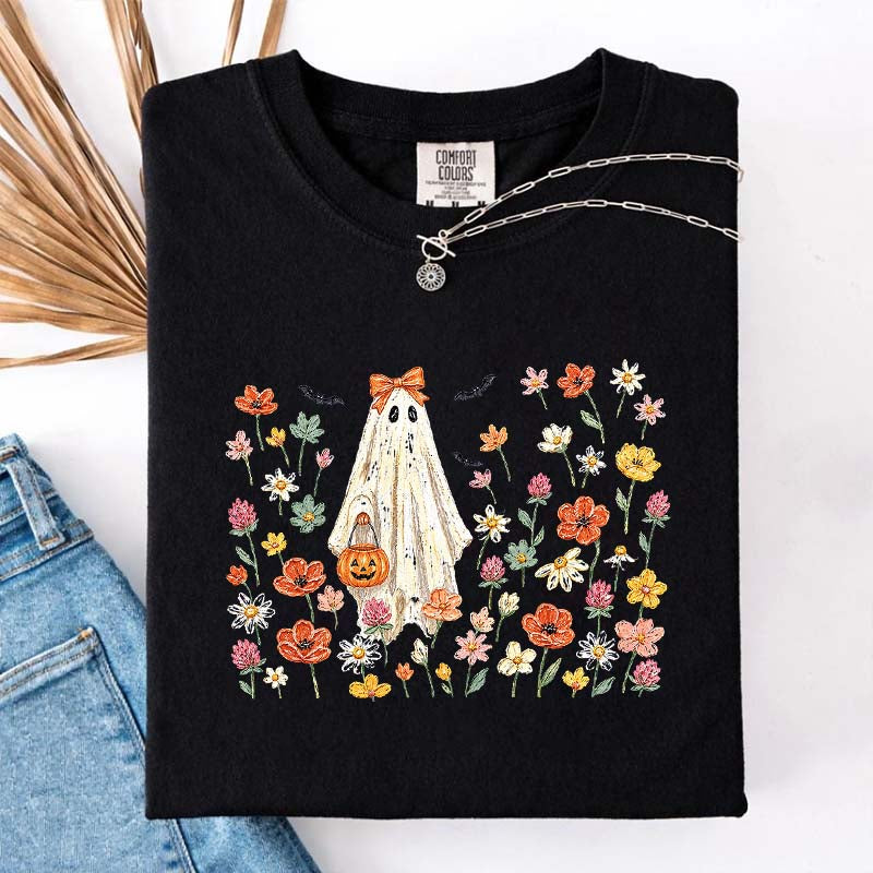 Coquette Floral Ghost Wildflowers Cute T-Shirt