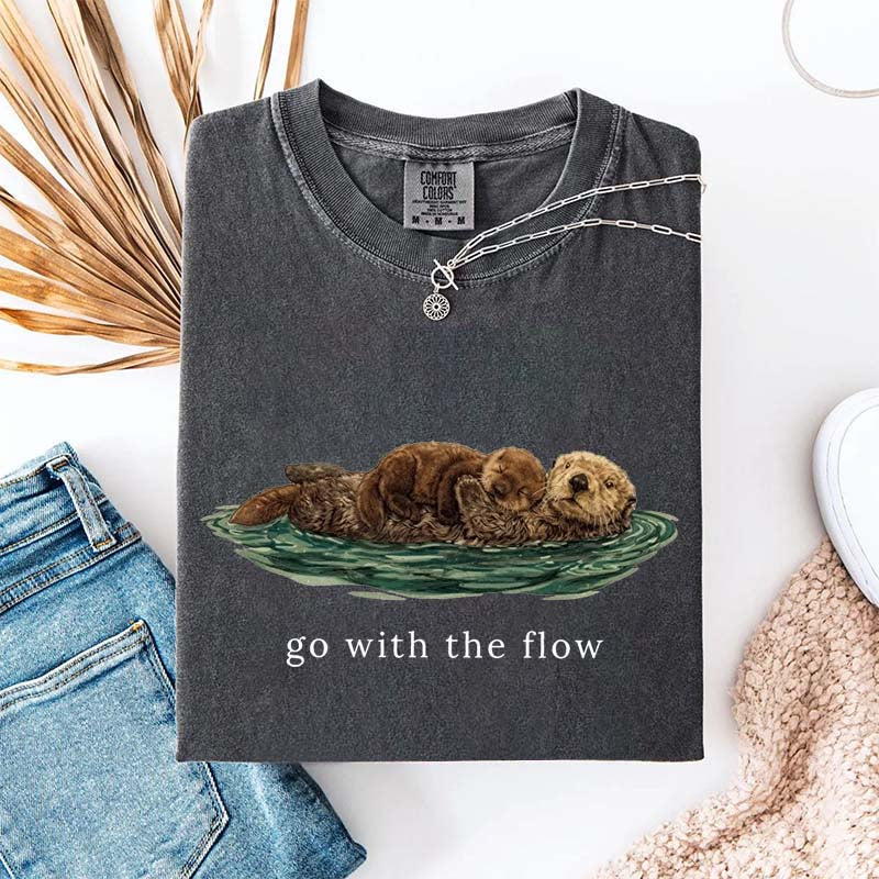 Go With The Flow Cute Otter T-Shirt