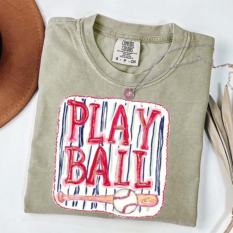 Sports Graphic Play Ball Baseball Mom T-Shirt