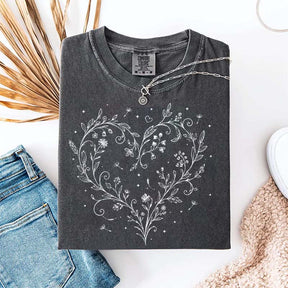 Botanical Dandelion Heart Wildflower T-Shirt