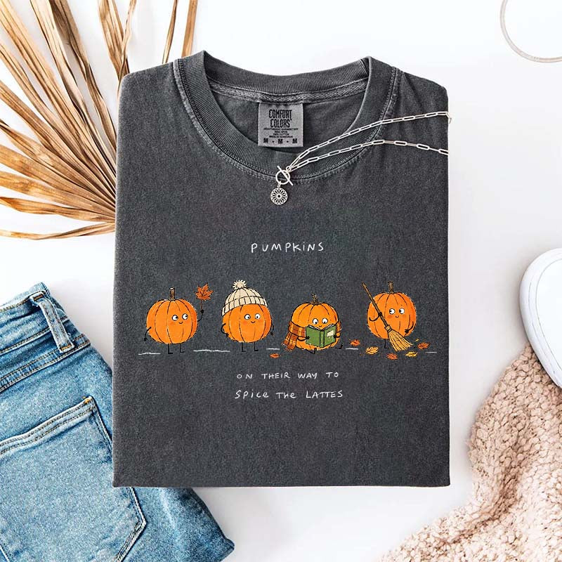 Pumpkins on Their Way to Spice the Latte Graphic T-Shirt
